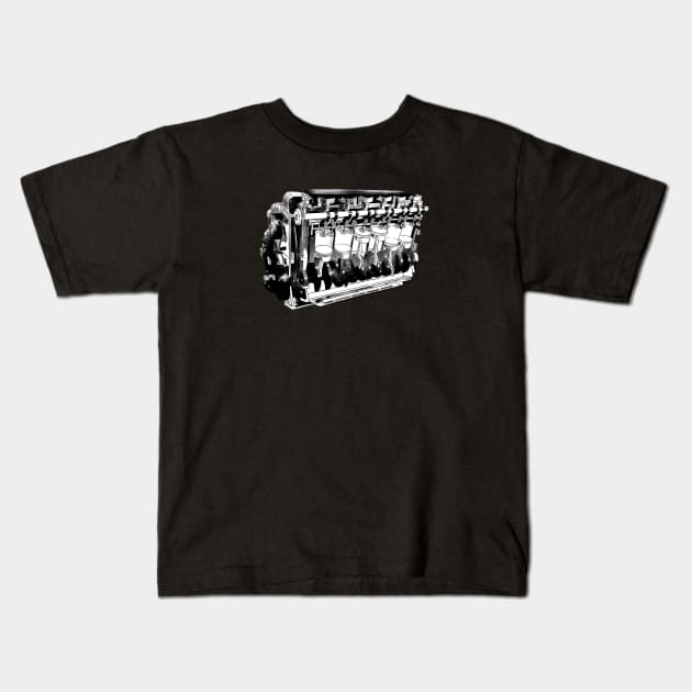 V12 ENGINE DESIGN Kids T-Shirt by RPM ARCHIVES